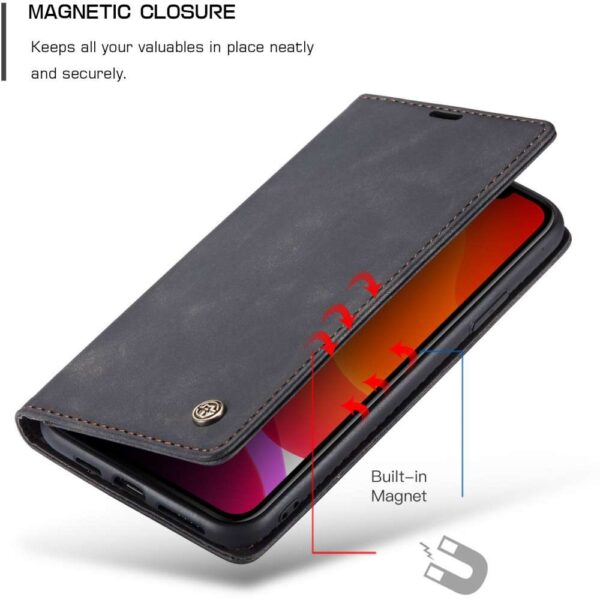 Retro Wallet Slim voor iPhone 12 Pro Max (6.7") Zwart