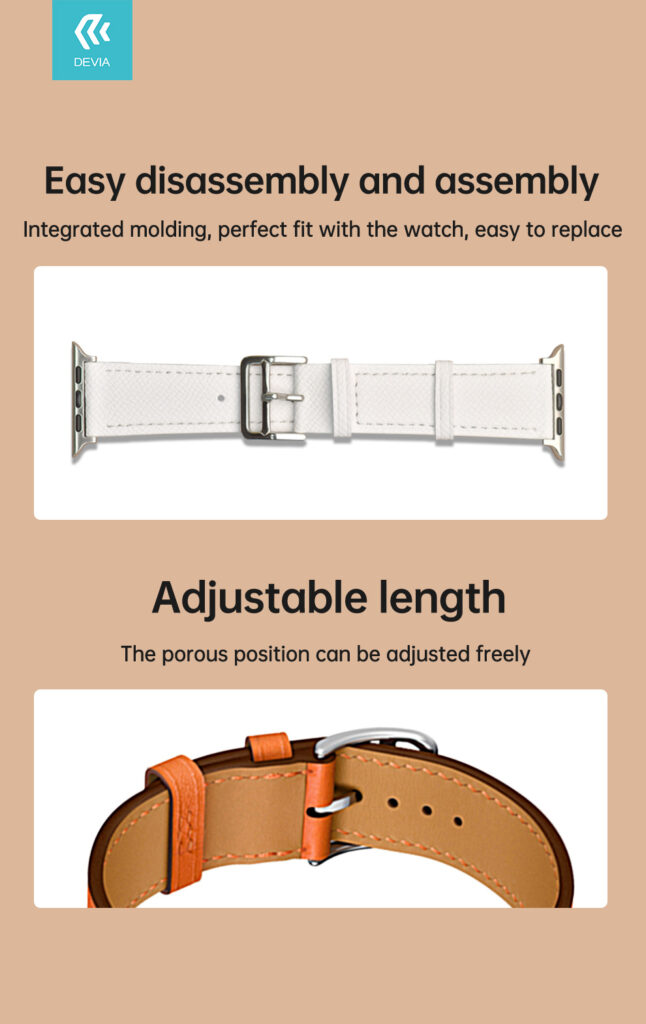 Apple Watch PU Leather band 42/44/45mm Wit